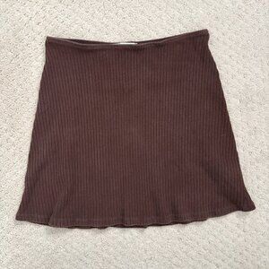 Reformation Brown Ribbed Stretchy Mini Skirt Women’s Size XS